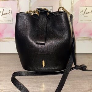 Thacker Black Leather Loren  Bucket Bag